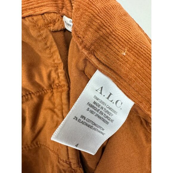 A.L.C Size 4 Javier Corduroy Pants Mid Rise Split Flare Leg Cotton Rust Brown - Picture 8 of 9